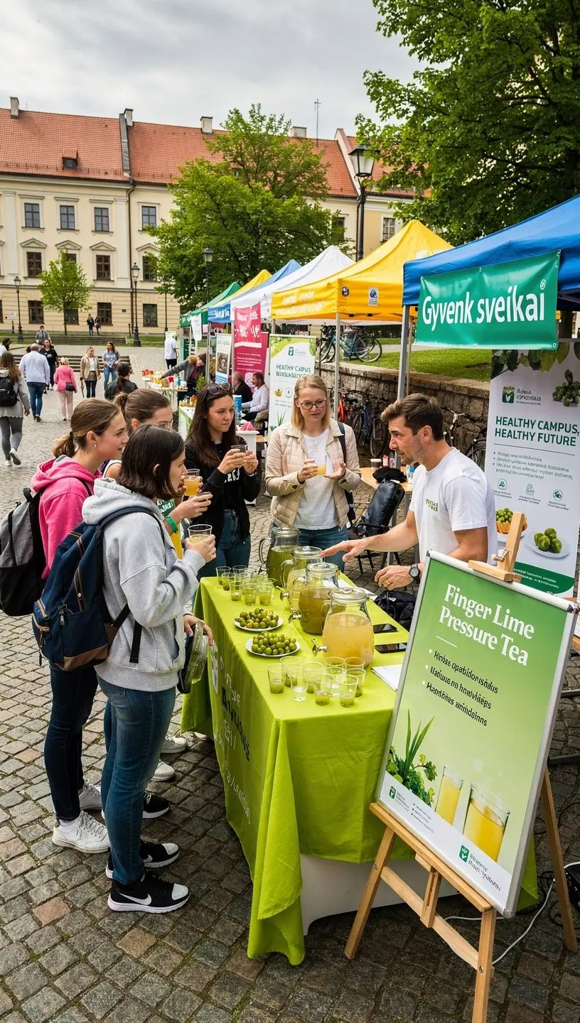 Citrusinių ikrų indelis, šalia arbatinuko ir puodelio.