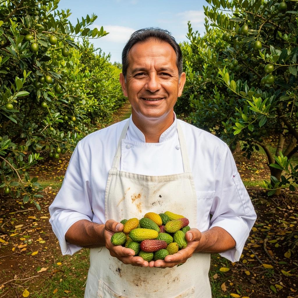 Arbatos puodelis su finger lime, išryškinantis citrusinių skonių gausą.